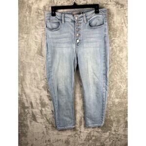 JustUSA Womens Size 30 High Rise Button Fly Light Wash Ankle Skinny Jeans Denim